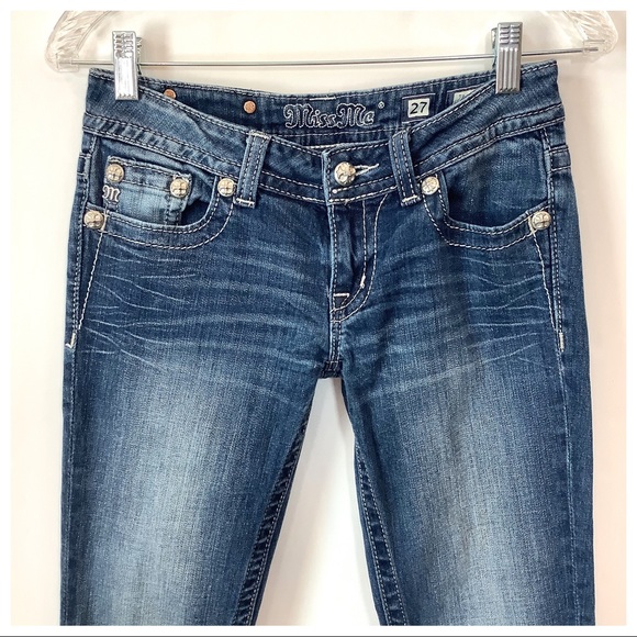 Miss Me Skinny Jeans Low Rise Embellished Bling 27 - Picture 4 of 14